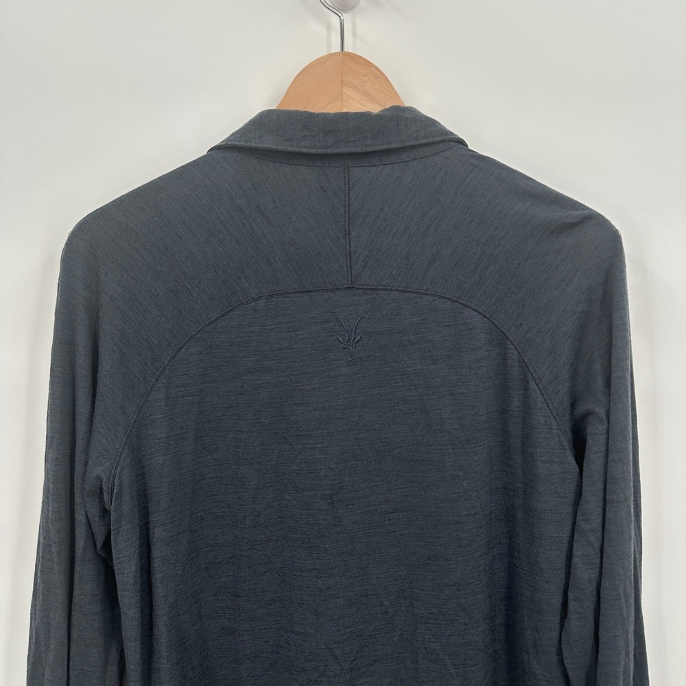 Ibex Merino Wool Button Down Shirt Mens Small Grey Long Sleeve Raglan Pocket USA - Picture 6 of 7